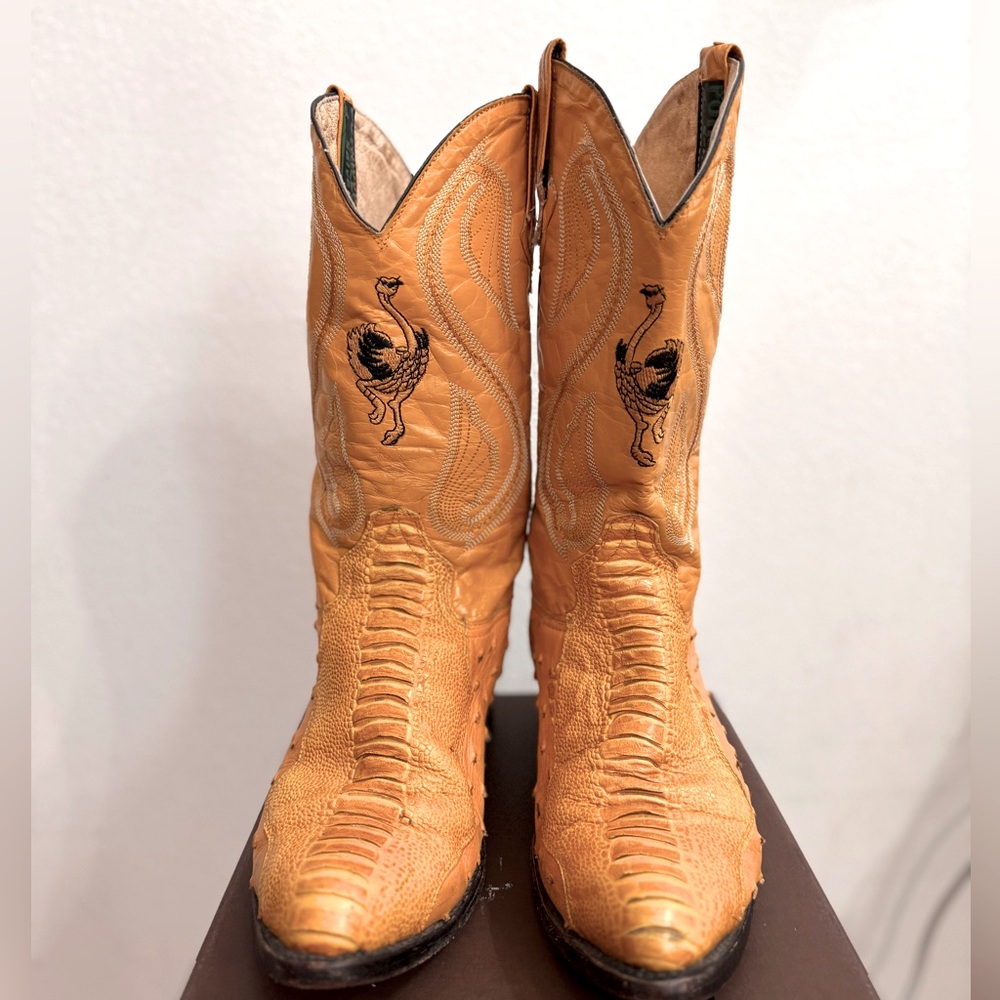 Astrich print / butter - exotic western boots for men size 8